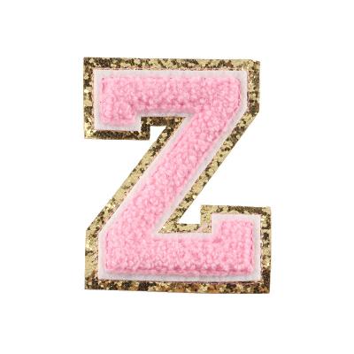 China Washable Iron On Sew On Appliques Varsity Alphabet Set Personalized Embroidered Chenille Embroidered Varsity Letter Stickers for sale