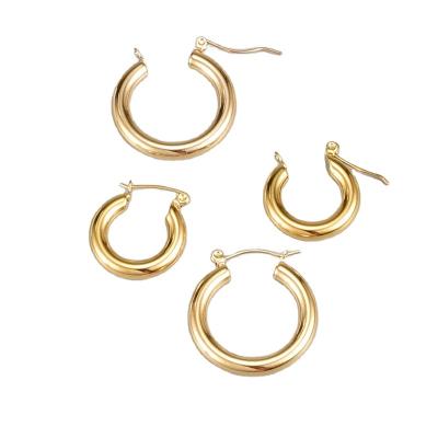 China Waterproof And Sweatproof Punk 18k Gold Plated Stainless Steel Hoop Earrings Ana Luisa Hypoallergenic Gold Jewelry for sale