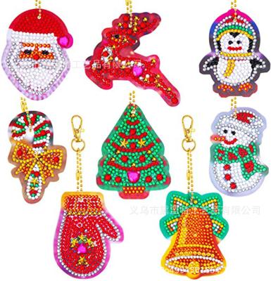 China Christmas Eco-environmental Diamond Painting Santa Claus for Arts Crafts Decor Xmas Rhinestone Key Chain for sale