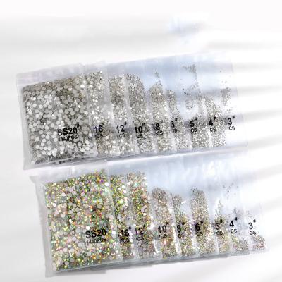 China Flatback AB Round Flat Back Non Hotfix Crystal Stone Glass Rhinestone Gems For Garment Accessories Decoration Nail Art for sale