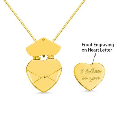 China Custom Wholesale Personalized Gold Plated Heart Pendant Message Envelope Pendant Necklace TRENDY for sale