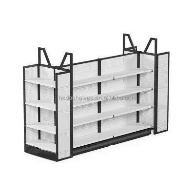 China Double Sided Metal Equipment Rack Shelving Boutique Shelves Show Rack Store Shelf Display for sale