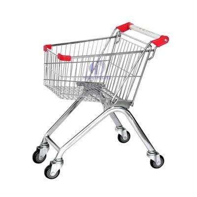 China New Design Cheap Anti Corrosion Metal 4 Wheels Shopping Cart Guangzhou Supermarket Shopping Trolleys for sale