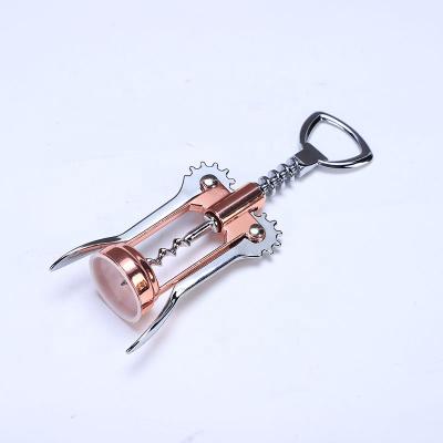 China Amazon Viable Hot Sale Custom Rose Gold Corkscrew Wine Opener Logo Wine Opener Zinc Alloy Wine Bottle Opener for sale