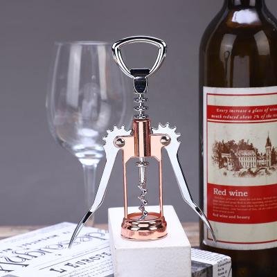 China Amazon Hot Selling Viable Custom Made Rose Gold Corkscrew Wine Bottle Opener Corkscrew With Logo Wine Gift for sale