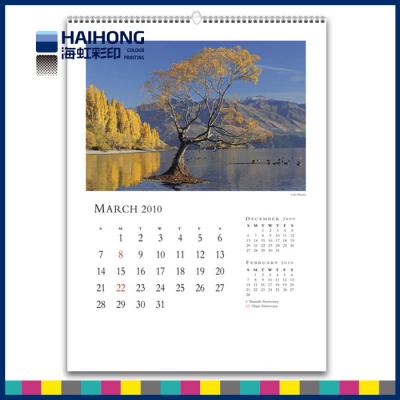 China Größe A3 Spiralen-Wandkalender-Druckservices mit starkem Kunstdruckpapier zu verkaufen