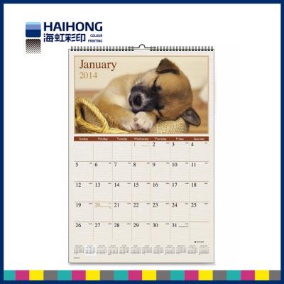 China Emperramento personalizado do ponto do limite ou de sela do fio de impressão do calendário de parede da imagem à venda