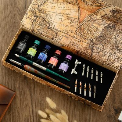 China High Quality Wood Immersion Pen Glass Pen Replaced Stainless Steel Nibs And Calligraphy Pen Drawing Pen Gothic Ink Set for sale