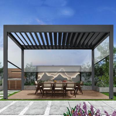 China UV Resistan Hurricane Resistant Metal Louvered Roof stable undeformed sun shade Metal Frame courtyard garden outdoor pavilion louver Pergola for sale