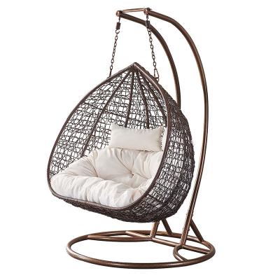 China Super Comfortable Wholesale modern leisure PE rattan steel bird's nest swing egg hanging basket chair Outdoor Patio Garden balcony rocking chair for sale