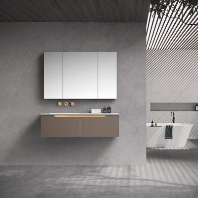 China Modern Design Straight Wall Mounted Style Bathroom Cabinets Manufacturer Wooden Bathroom Cabinets With Shelves for sale