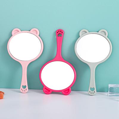 China Personalized New Customized Logo Cute Cat Head Hand-Held Cosmetic Mirror For Girls Makeup Tools Handle Cute Hand held Pocket Mirror for sale