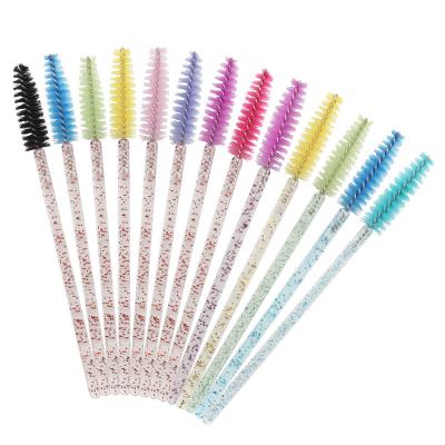 China Convenient Wholesale disposable nylon eyelash brush 50pcs/bag crystal handle mascara wands brush for eyelash extension for sale