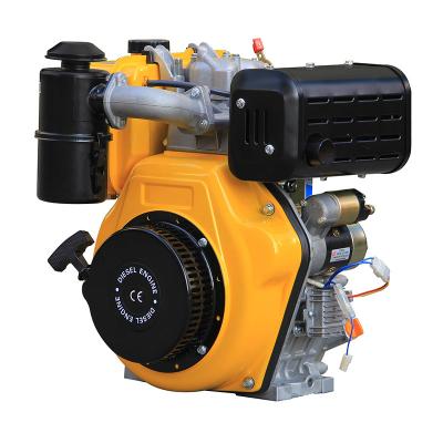 China 186FA 6.5kw 9HP air-cooled electric start golden yellow color diesel engine with thread shaft oil bath air filter for sale