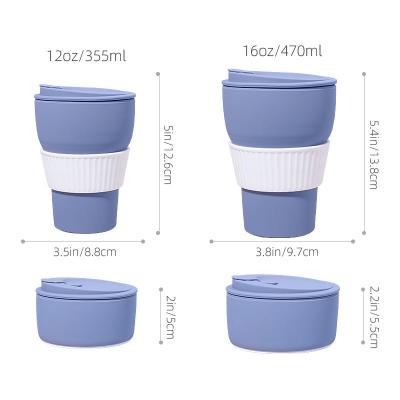 China Flexible Collapsible Silicone Coffee Cups 12oz 16oz Cold / Heat Resistance for sale