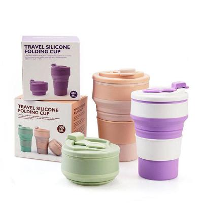 China 350 ml 500 ml Taza de café de viaje de silicona plegable OEM ODM en venta