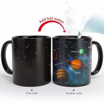 China Ceramic Color Changing Mug Birthday Gifts for Men Women Heat Changing Coffee Mug Cup with Heart 16 oz for sale