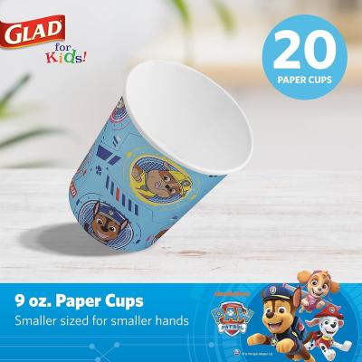 China Felices para los niños Patrulla de patas de papel vasos de papel desechables vasos de papel con Patrulla de patas de diseño para niños papel desechable de uso pesado C en venta