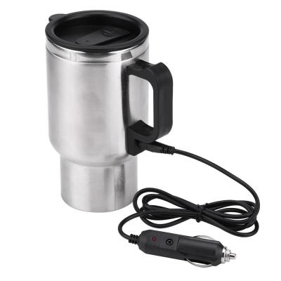 China Car Heating Cup Travel Coffee Cup 12V Electric Heating Mug Stainless Steel Insulation Car Cup Charge Heat Mug for sale