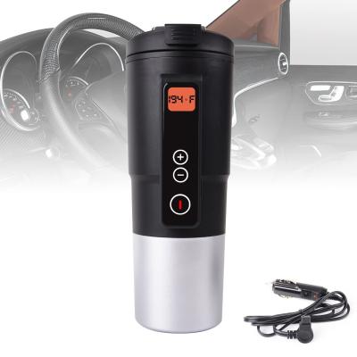 China 13OZ Temperature Control Mug Travel Heating Cup Electric Heating Cup For Coffee In Car 12V Smart Coffee Cup LCD Display for sale