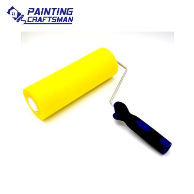 China American & European Style Large Building Paint Roller With Handle High Density 9 Inch Yellow Foam Paint Roller for sale