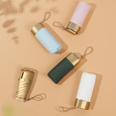 China Super New Modern Mobile Phone Umbrella 2021 Sun Protection And UV Protection Golden Umbrella Gift Box for sale