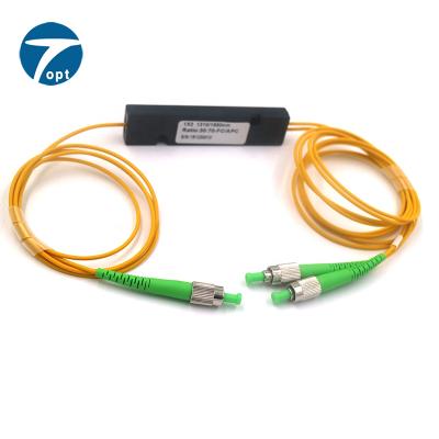 China Low Insertion Loss China Selling FTTH Optical Coupler FBT 1x2 Split Ratio 50:50 95:5 2MM FC/APC ABS BOX Fiber Optic Coupler FBT for sale