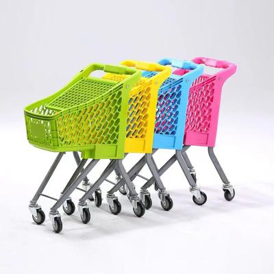 China Durable Cheap Price Plastics Mini Kids Supermarket Shopping Trolley Multicolor Trolley for sale