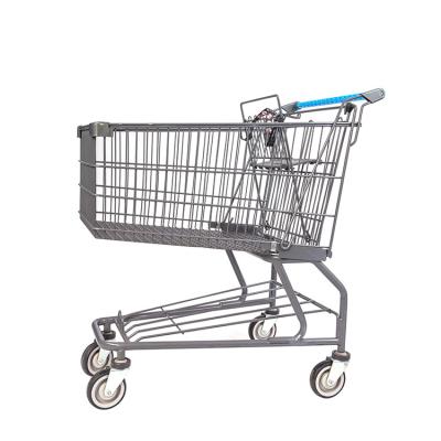 China Durable Hot Selling Large Steel Capacity 140L Wheeled Supermarket Shopping Cart Trolley With 4 Wheels for sale