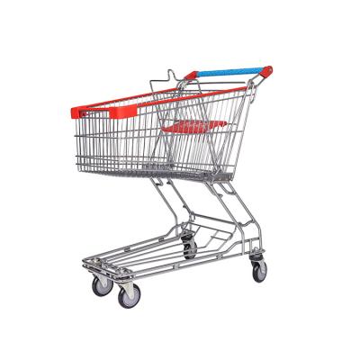 China Durable Wholesale Q195 Steel 80L Grocery Shopping Carts Trolleys With Wheels for sale