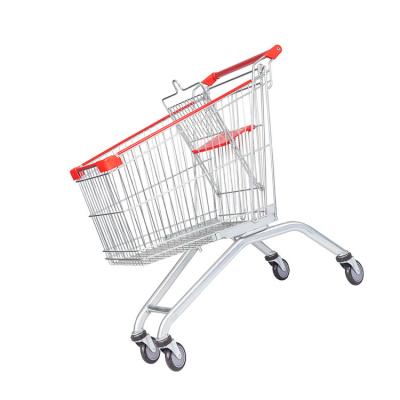 China Durable Cheap Price Steel 60L Supermarket Shopping Cart Trolley With Coin Lock for sale