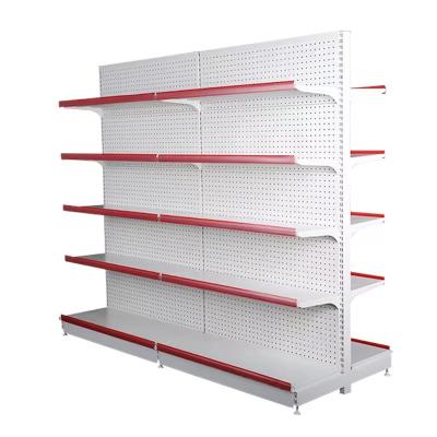 China Customization Double Sided Double Sided Store Display Shelving Grocery Supermarket Steel Shelf for sale