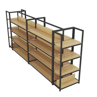 China Double Sided Lightweight Gondola Shelving Store Wooden Supermarket Shelves Bread Display Rack For Retail Store for sale