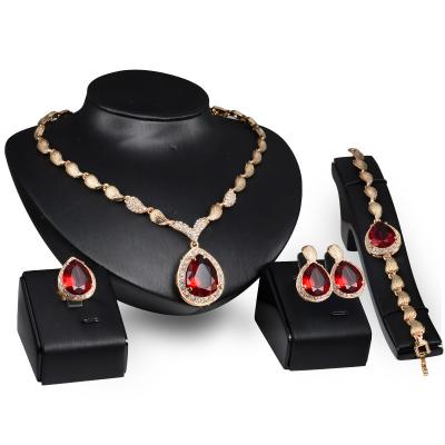 China Wholesale CLASSIC Fine Type Crystal Rhinestone Hand Stone Jewelry Gold Plated Wedding Jewelry Set for sale