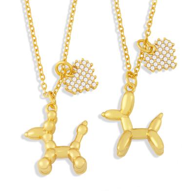 China Fashion Cute Creative Accessories Dog Animal Pendant Shape Gold Necklace Women for sale