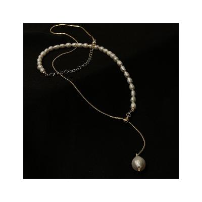 China Fashion Lady Female Dainty Jewelry Trendy Gold Plated Pearl Beads Pendant Necklace for sale