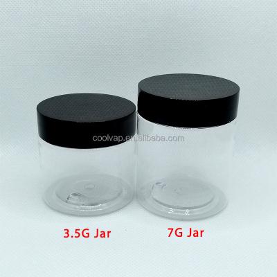 China Agriculture 3.5 Container Dry Smell Proof PET Clear Plastic Jars 7g Flower Edibles Candy Jar With Stickers Customized Labels for sale