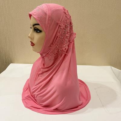 China New Feeling Soft Smooth Rhinestone Hijabs Muslim Women Ice Silk Head Embroidery Shawls Scarves Hijab Dubai Instant Prayer Turban Ladies for sale