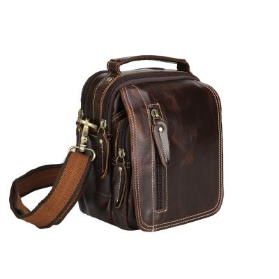 China TIDING retro vintage high quality men's oil wax leather bag genuine leather shoulder bag for men for sale