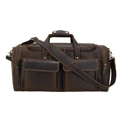 China Crazy Horse Retro Vintage TIDING Leather Weekend Shoulder Travel Duffel Bag Luxury Custom Made Gym Duffel Bag For Man for sale