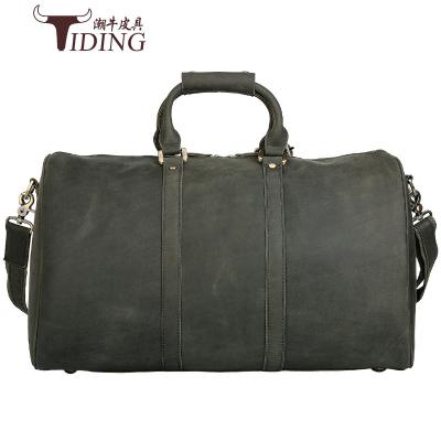 China ENGLAND STYLE TIDING Mens Vintage Green Full Grain Cowhide Leather Weekend Shoulder Hodall Bag Travel Carry On Bag for sale