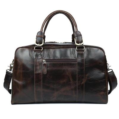 China Vintage TIDING Retro Large Capacity Leisure Oil Wax Leather Shoulder Luggage Overnight Bag Men's Travel Weekender Bag for sale