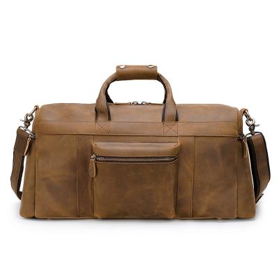 China Luxury Duffel Bags Vintage TIDING Vintage Man Large Capacity Brown Genuine Leather Weekend Travel Carry On Bag for sale