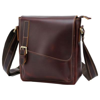 China Fashionable Solid Oil Brown Satchel Messenger Shoulder Bag For Men Genuine Leather Best Selling Durable Durable for sale