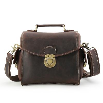 China Retro TIDING Crazy Horse vintage men's casual cross shoulder leather camera bag - body bag dslr camera bag for sale