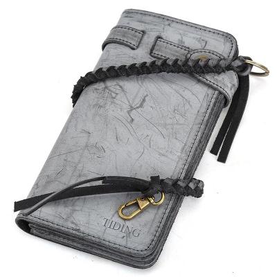 China New Arrival Vegetable Leather Men's Wallet Casual Day Clutch Purse Anti-theft Long Handmade Real Biker's Wallet In Stock for sale