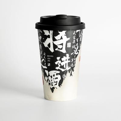 China Recyclable Single Wall paper cup 8oz 16oz high quality double wall coffee paper cups with lid for sale