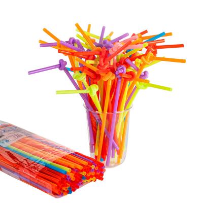 China Sustainable 0.6mm Custom Friendly Disposable Plastic Fruit Juice Artistic Drinking Straws Multicolor Art Drinking Straws for sale