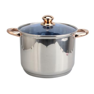 China CLASSIC Blue Glass Lid Stainless Steel Cooking Stock Pot Cookware for sale