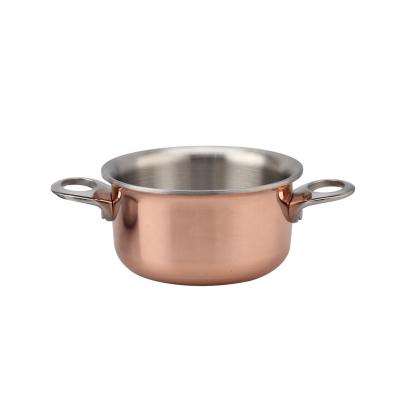 China Novelty Copper Plated MINI 3.75 Inch Treble 15 Ounce Wellway Casserole Pot for sale